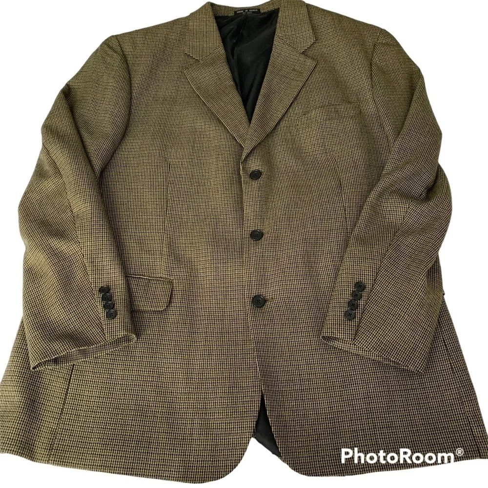 VINTAGE Club Room by Charter Club Houndstooth Wool Sport Coat Size 46L