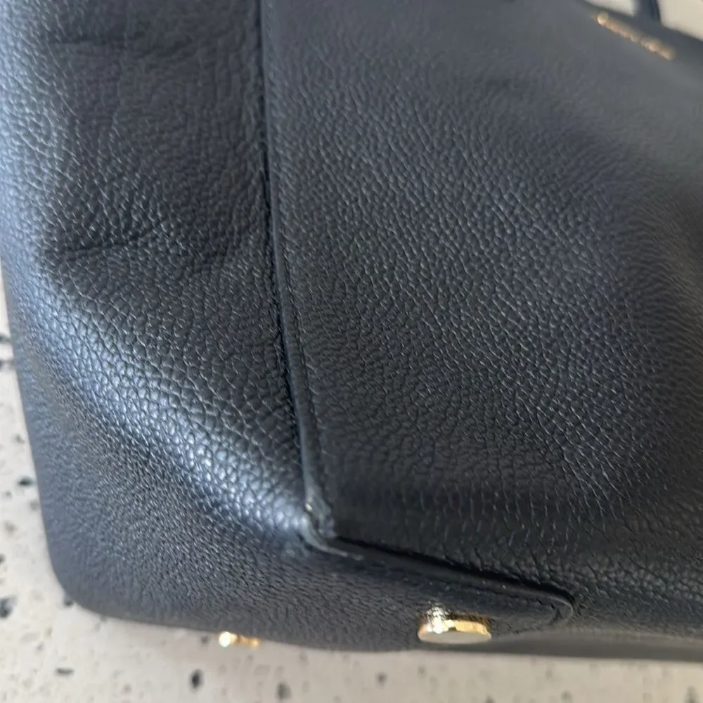 Michael Kors Mercer Large Satchel Black Leather Handbag Top Zip Closure Bag GUC