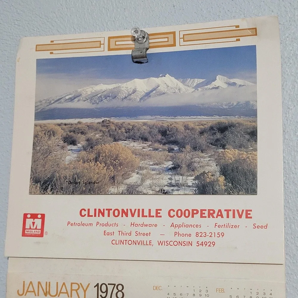 1978 Clintonville CoopWall Calendar‎ Pencil Holder Clintonville Wisconsin
