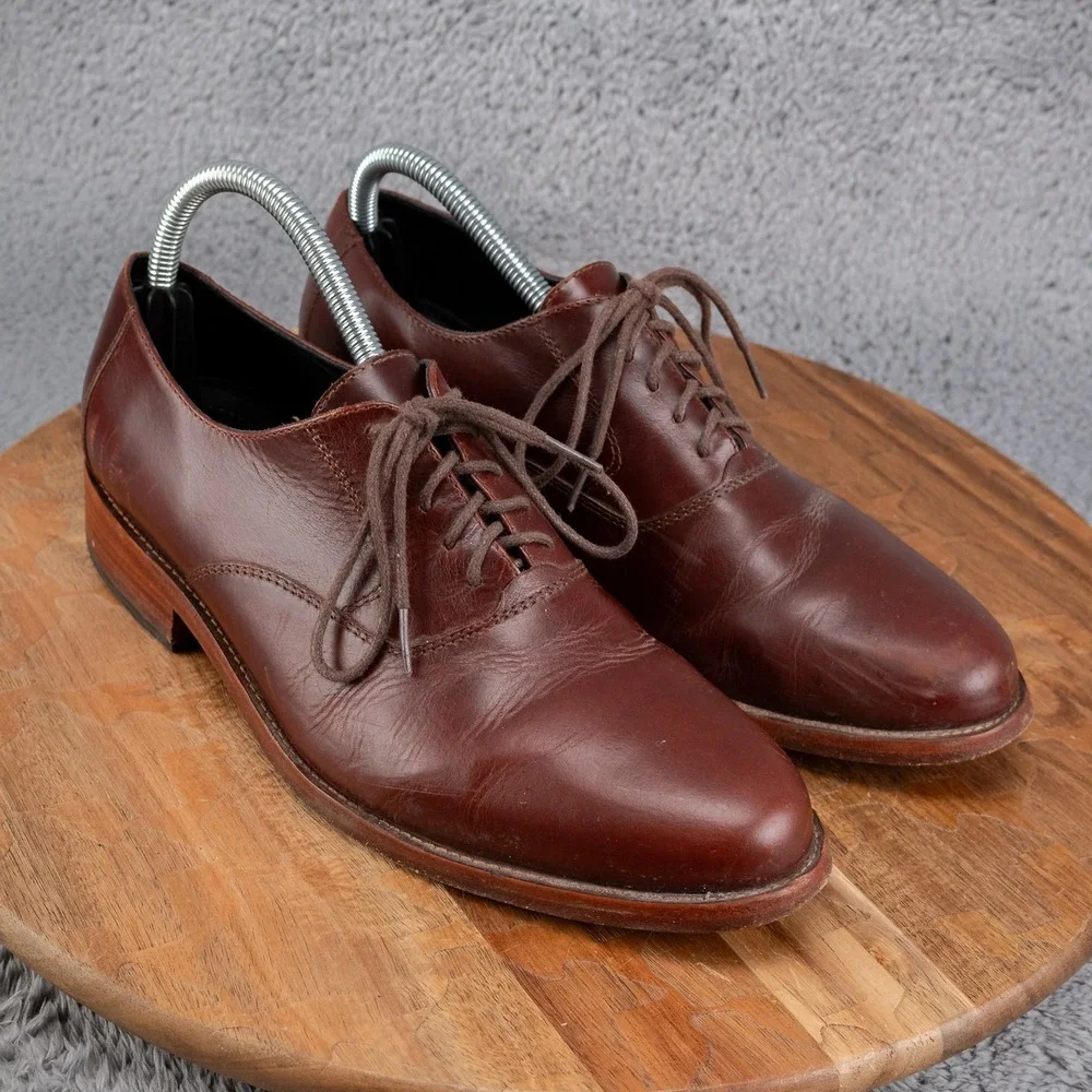 NISOLO MEN'S EVERYDAY OXFORD LEATHER DRESS SHOES BROWN SZ 8‎