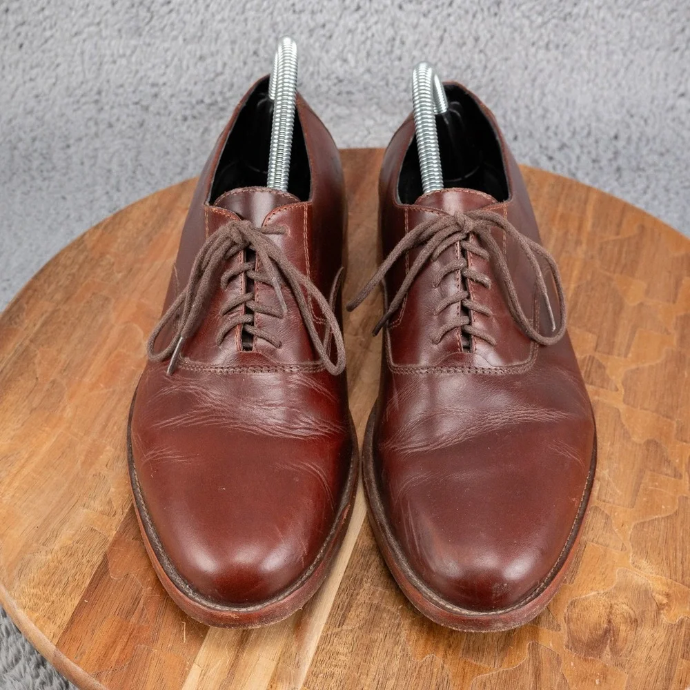 NISOLO MEN'S EVERYDAY OXFORD LEATHER DRESS SHOES BROWN SZ 8‎