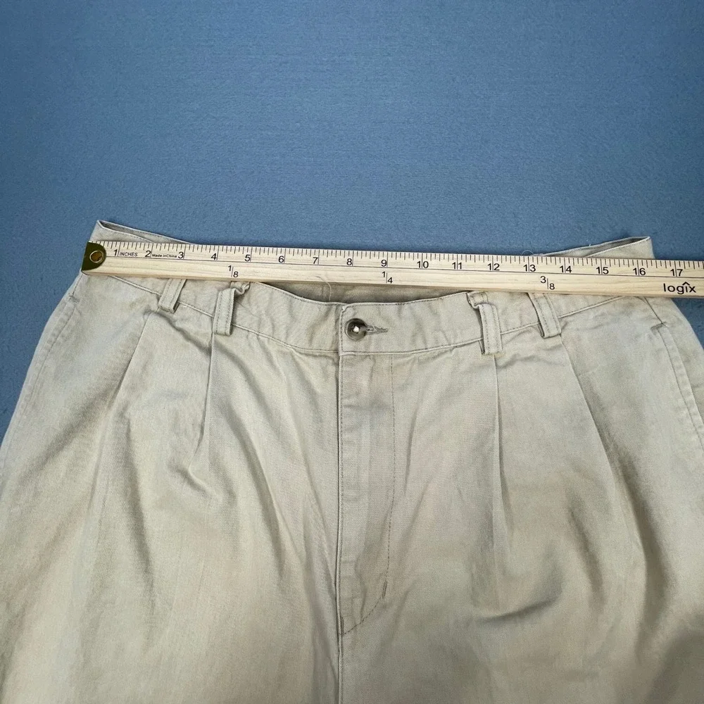Bachrach Tan Pleated Cuffed Chino Dress Pants Mens 36x30