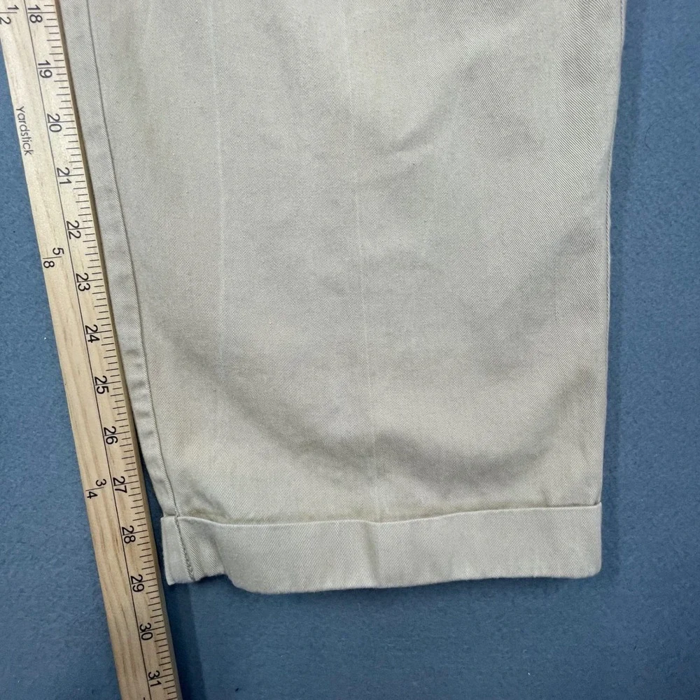 Bachrach Tan Pleated Cuffed Chino Dress Pants Mens 36x30