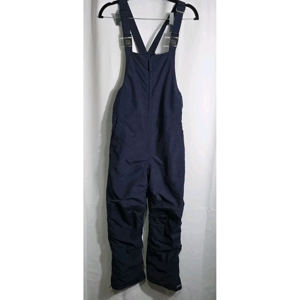 Lands End Youth SZ 12‎ Grow Alongs Bib Snow Ski Pants Blue Winter Zip Ankle Warm