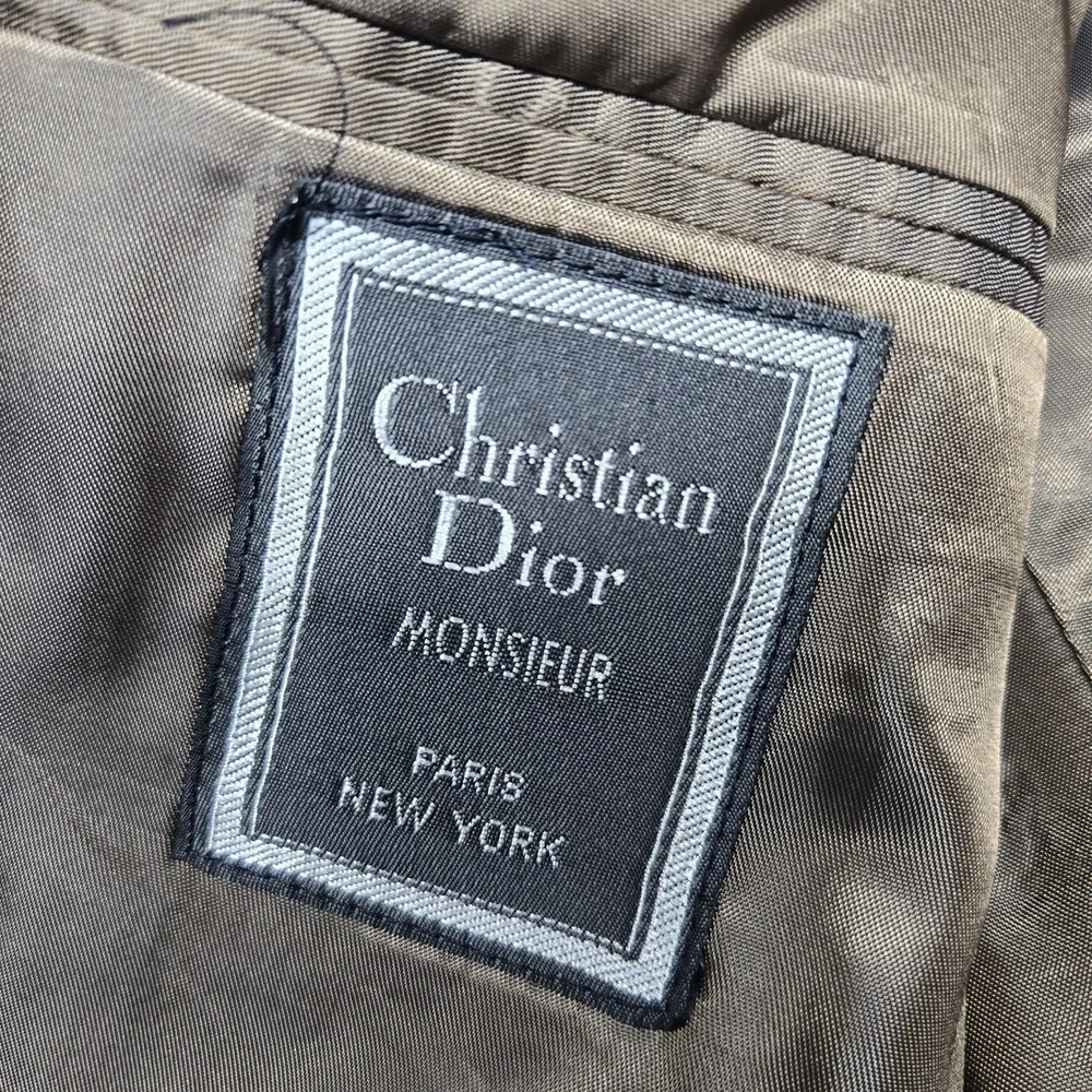 Vintage Christian Dior Blazer Mens‎ 42 Gray Pinstripe Suit Jacket Made USA 80s