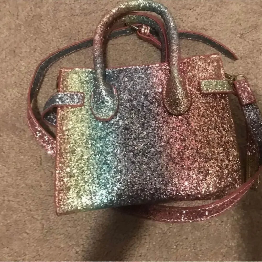 Girls rainbow glitter crossbody purse