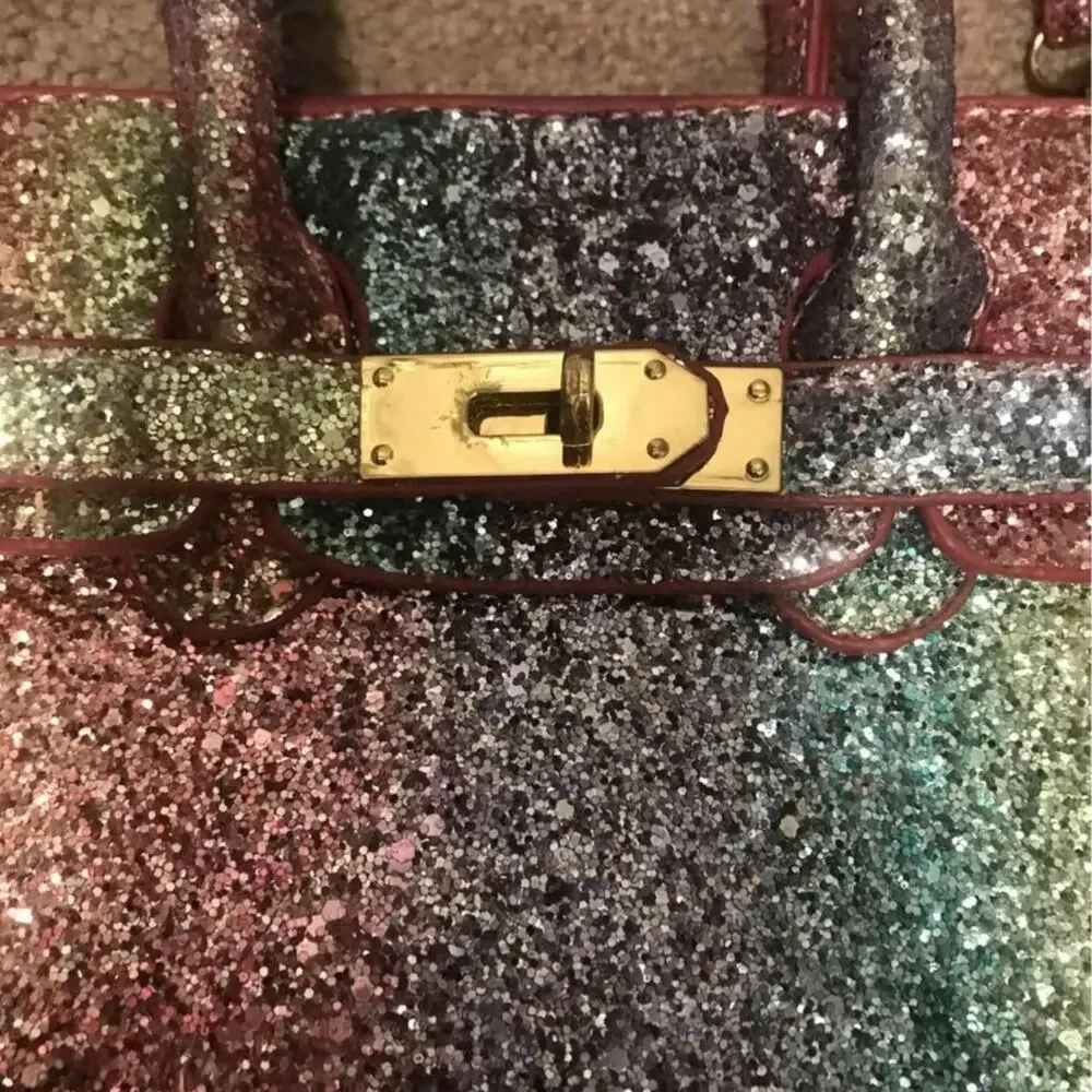Girls rainbow glitter crossbody purse