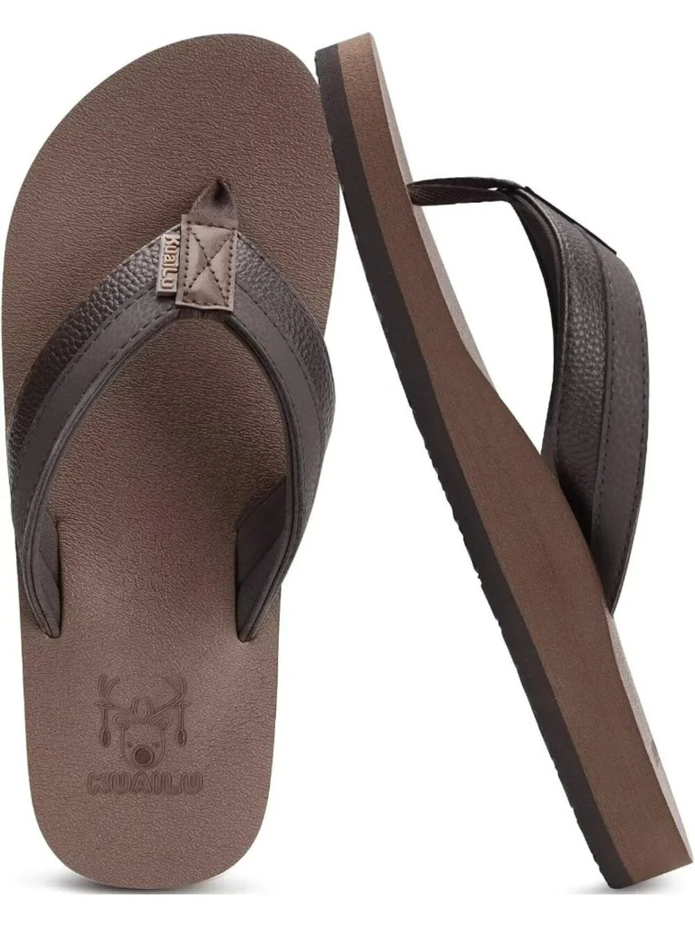 Men's Brown Reddish Yoga Mat Flip Flops Slip On Indoor Outdoor Sandal Slipper