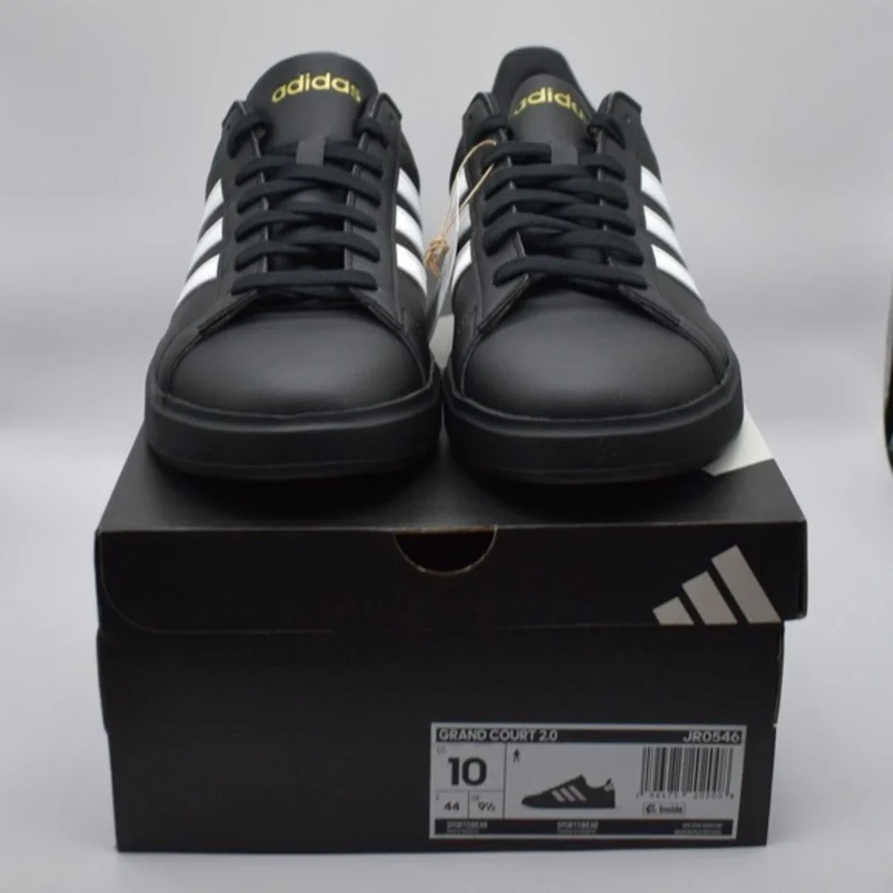 Adidas Grand Court 2.0 Sneakers Men's Size‎ 10 Shoes Black White NIB NEW JR0546