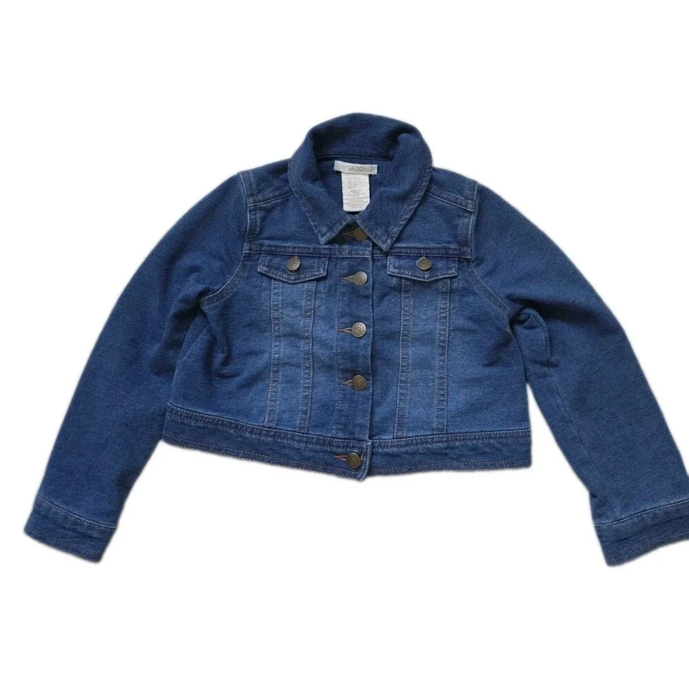 Cynthia Rowley Girls Knit Denim Jacket Blue Button Front Stretch XS 4 EUC