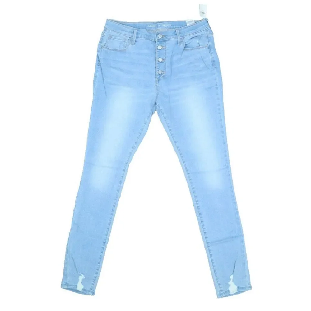 NWT Old Navy Girl's Sz 14 Rockstar Super Skinny Jeggings High Rise Light Wash