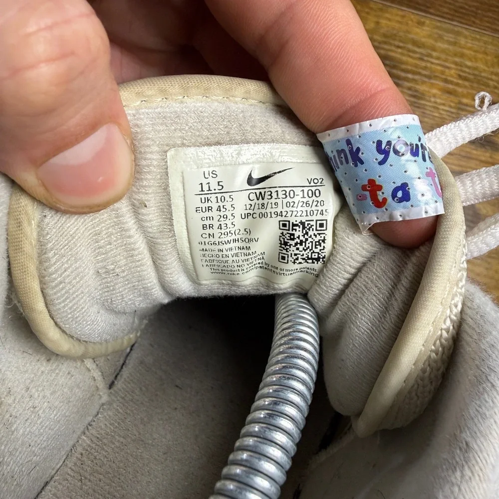 Nike Air Barrage Low CW3130-100 White‎ Leather Athletic Sneakers Mens 11.5