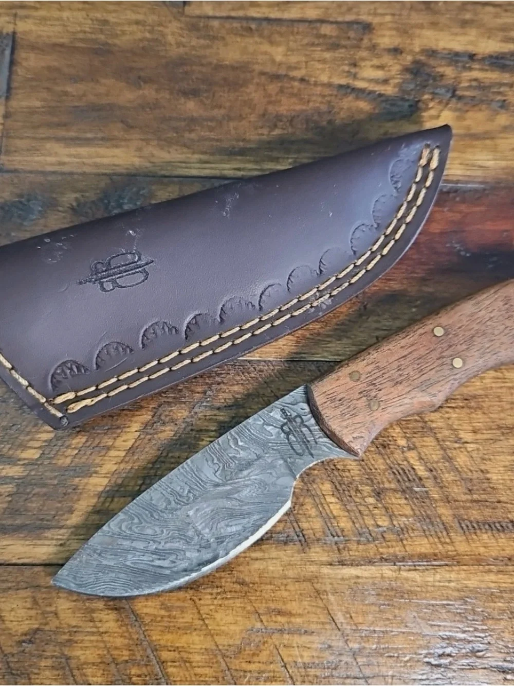 Buck N Bear Mini Hunter Fixed Blade Knife + Leather Sheath