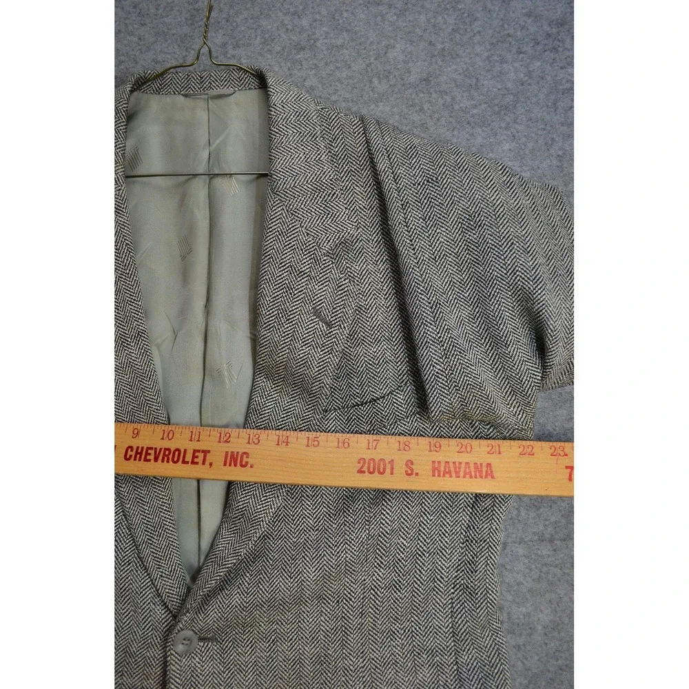 VTG Lanvin Blazer Mens 42 Gray Herringbone 2‎ Button Barneys Jacket Sport Coat