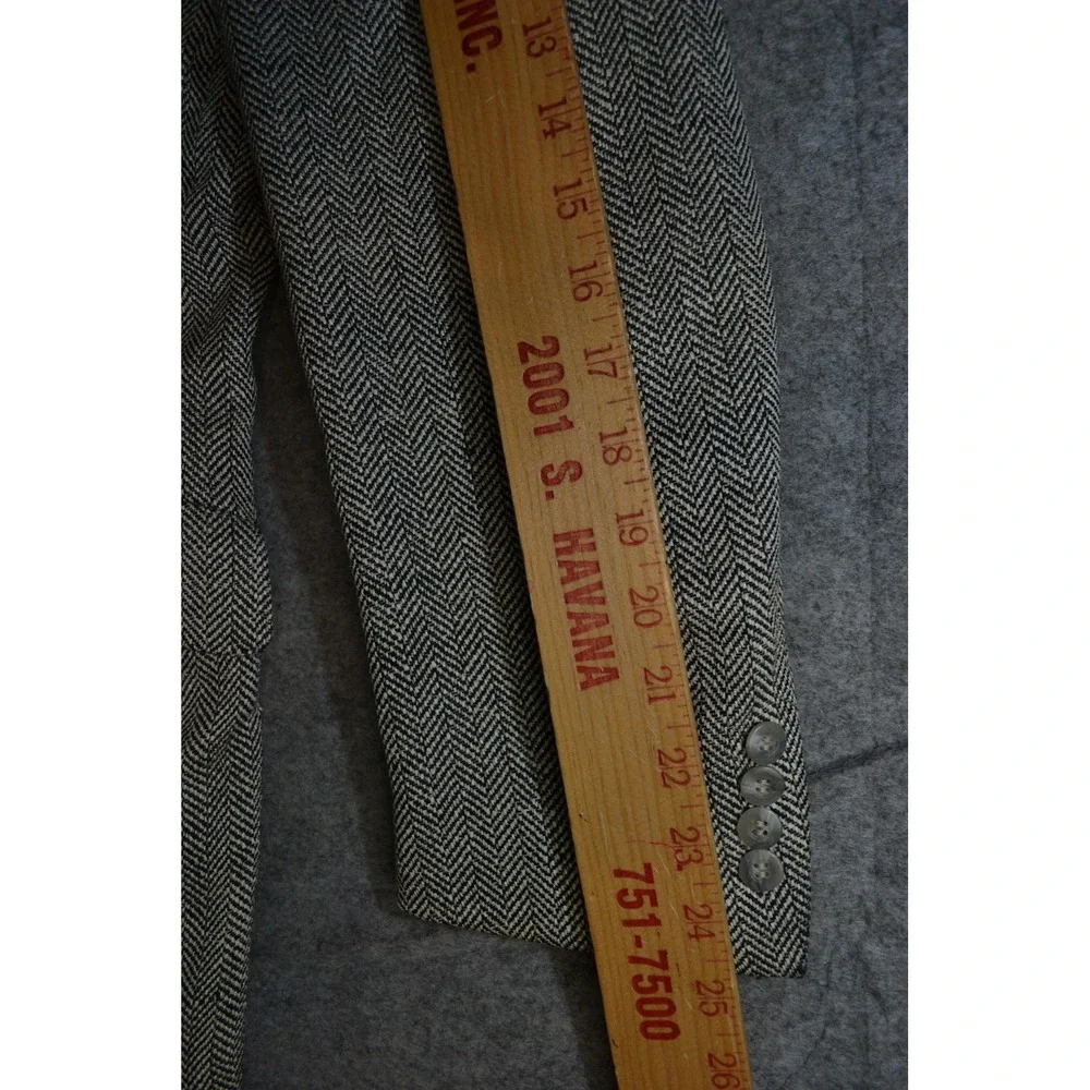 VTG Lanvin Blazer Mens 42 Gray Herringbone 2‎ Button Barneys Jacket Sport Coat