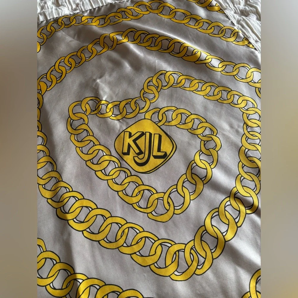 Vintage Kenneth Jay Lane Chain Print‎ Silk Scarf 30x30