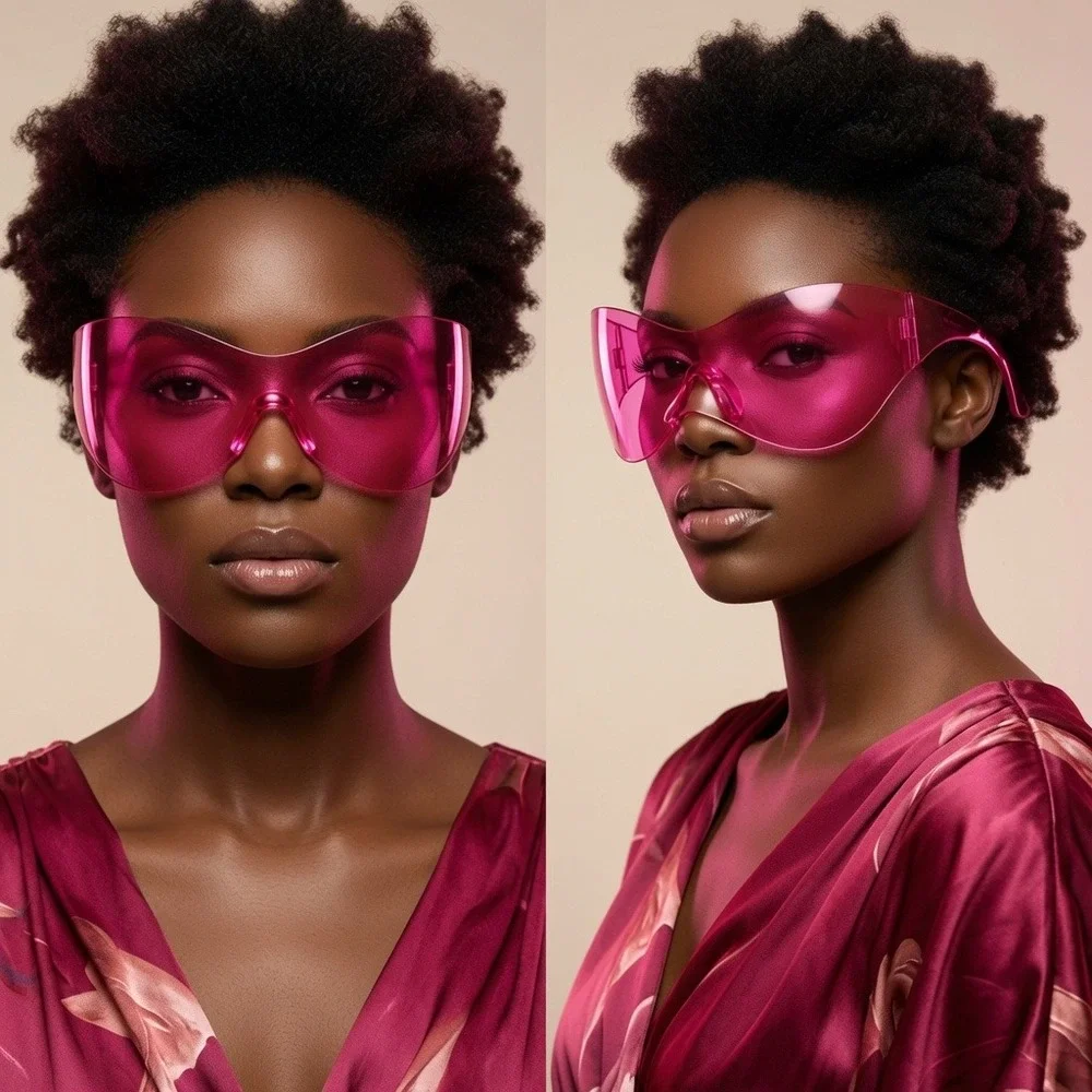 Women‎ Sunglasses Oversized XXL Futuristic Cyclops Glasses Purple Lens Fashion
