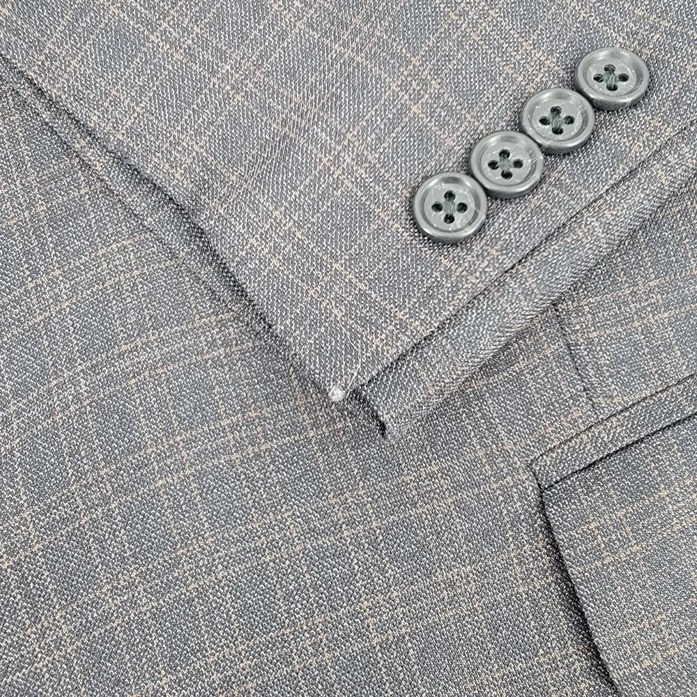 Jos A Bank Mens 54R Silk Wool Gray Brown Windowpane Sport Coat Blazer Big & Tall