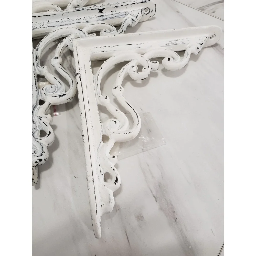 4 Pottery Barn Open Scroll Wall Bracket White 8x9 LOT cottagecore victorian SET