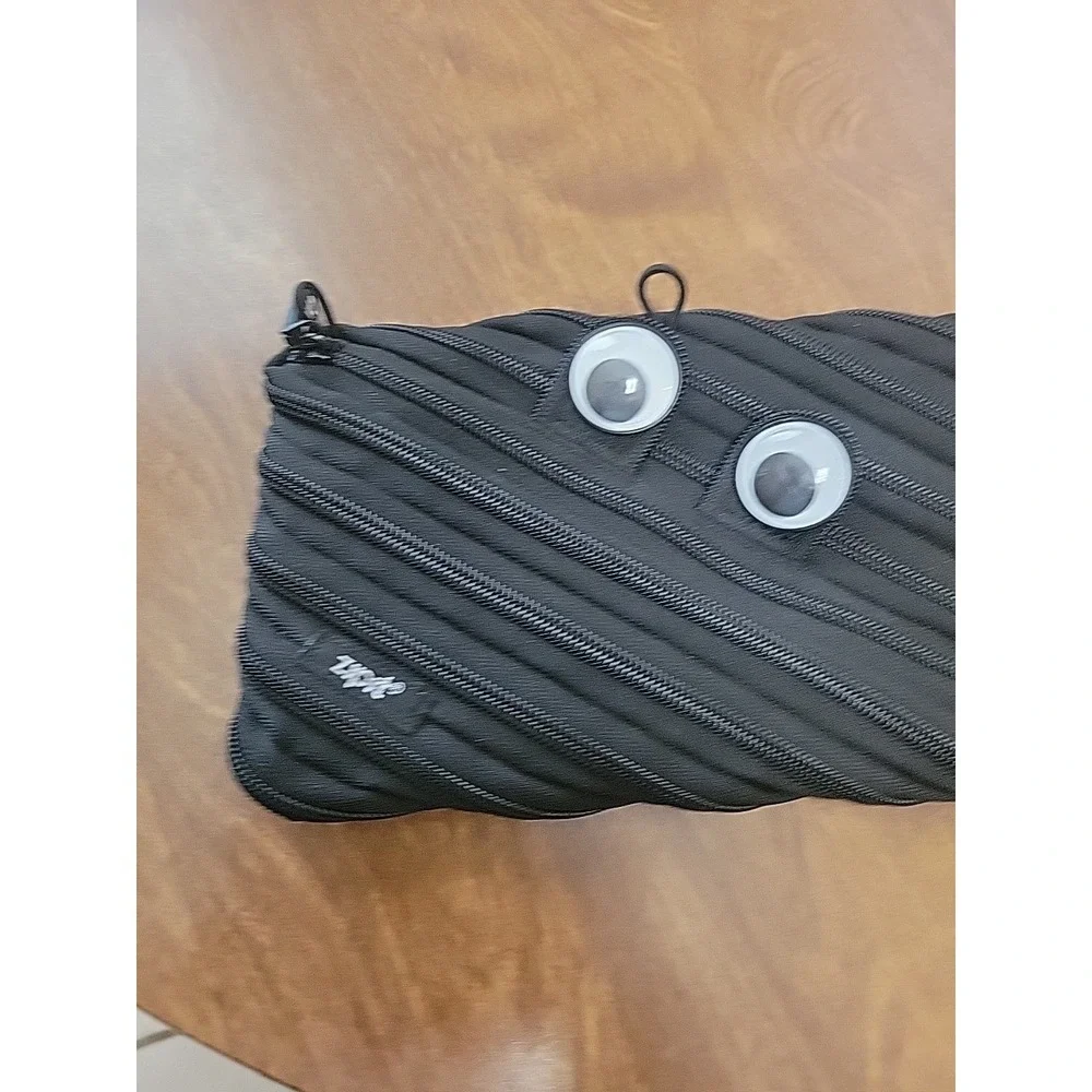 Zipit Monster Pencil Case With Eyes & Teeth Design Black 3 Ring Pouch‎ Binder