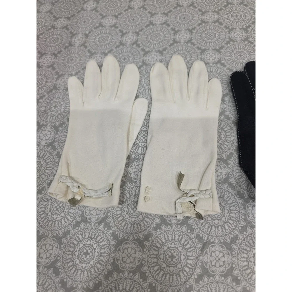 Vintage Opera Gloves Set White Black Brown Long Formal‎ Evening Party Driving
