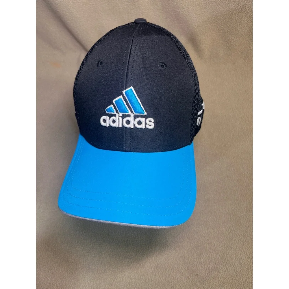 Adidas Adizero TaylorMade Golf Hat Black Blue Mesh Performance Cap Mens Stretch