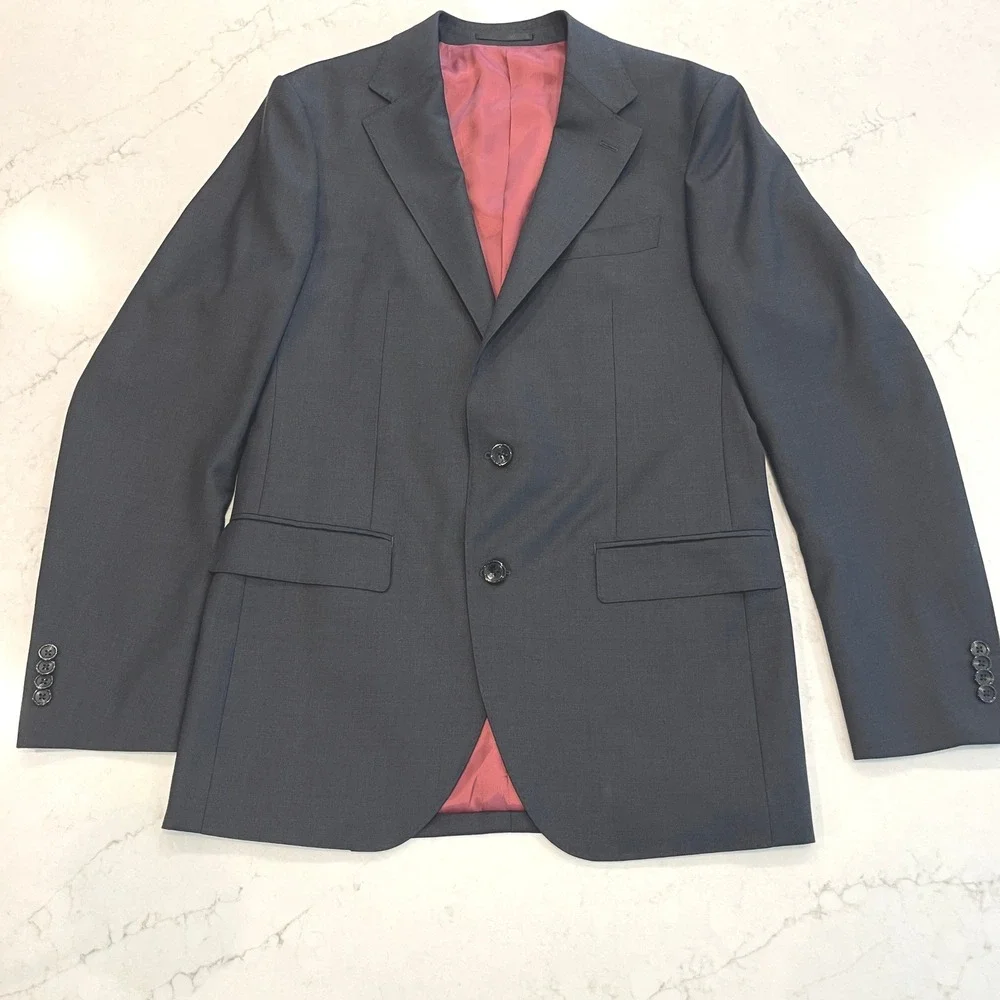 Spier Mackay Suit Jacket Blazer 40L Charcoal Gray Wool‎ Dino Filarte Super 110s