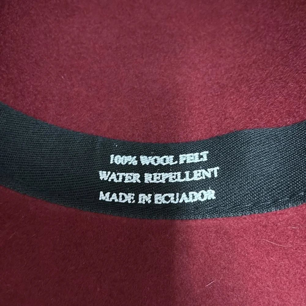 Vintage Burgundy with Black Ribbon Warm Wool Felt Casual Bucket Hat‎
