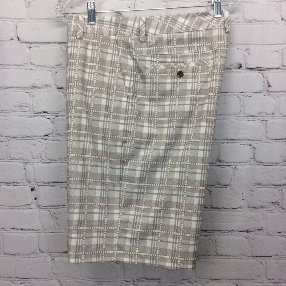 Adidas Golf Shorts Men’s 34 Athleisure Climalite Plaid Chino Flat Front Stretch