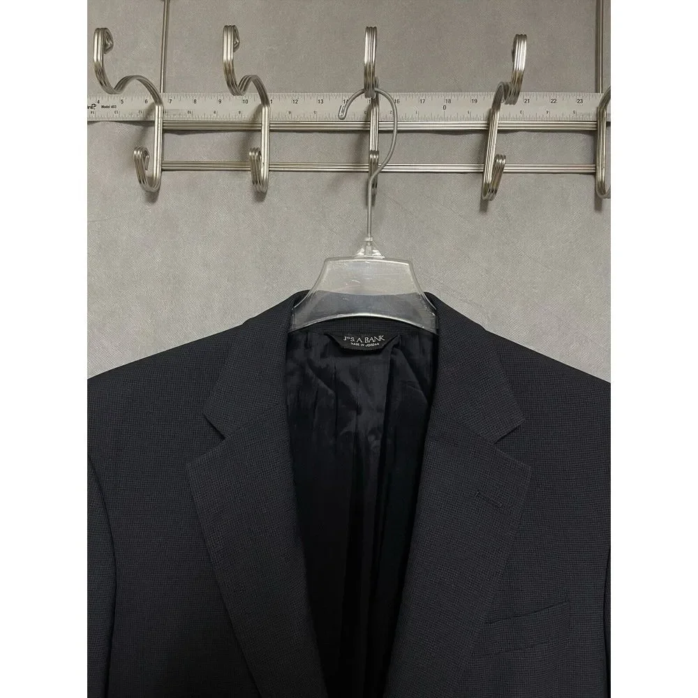Jos A Bank Suit Men's 40R Blue Micro Check Wool 2B Academia 33X28.5 Pants Luxury