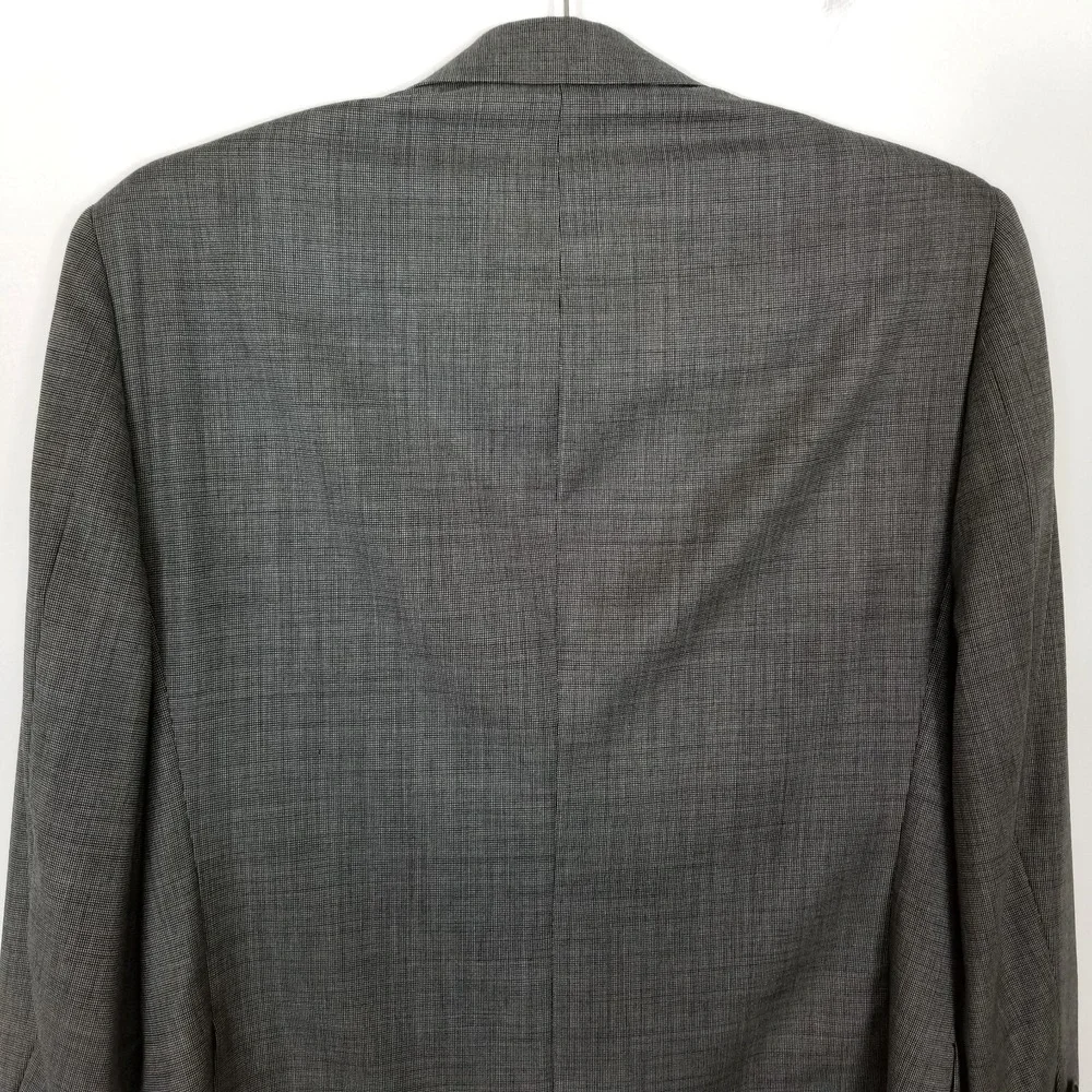 Hickey Freeman Man Worsted Wool Blazer Jacket Sz 40 S Gray Printed Preppy Button