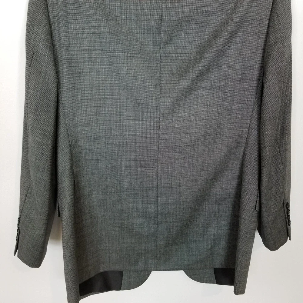 Hickey Freeman Man Worsted Wool Blazer Jacket Sz 40 S Gray Printed Preppy Button