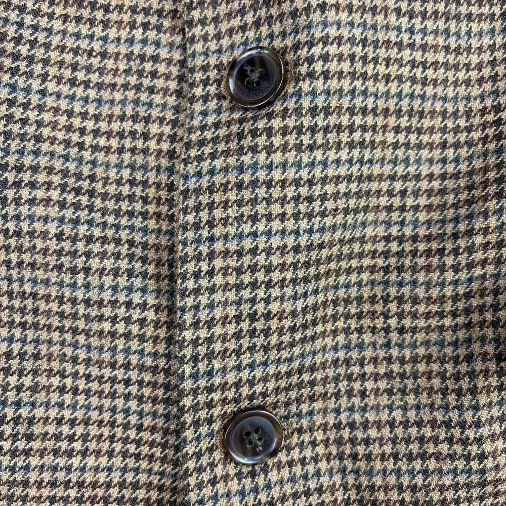 Tommy Hilfiger Men's 42R Brown Houndstooth Wool Blazer Coat Heritage Academia