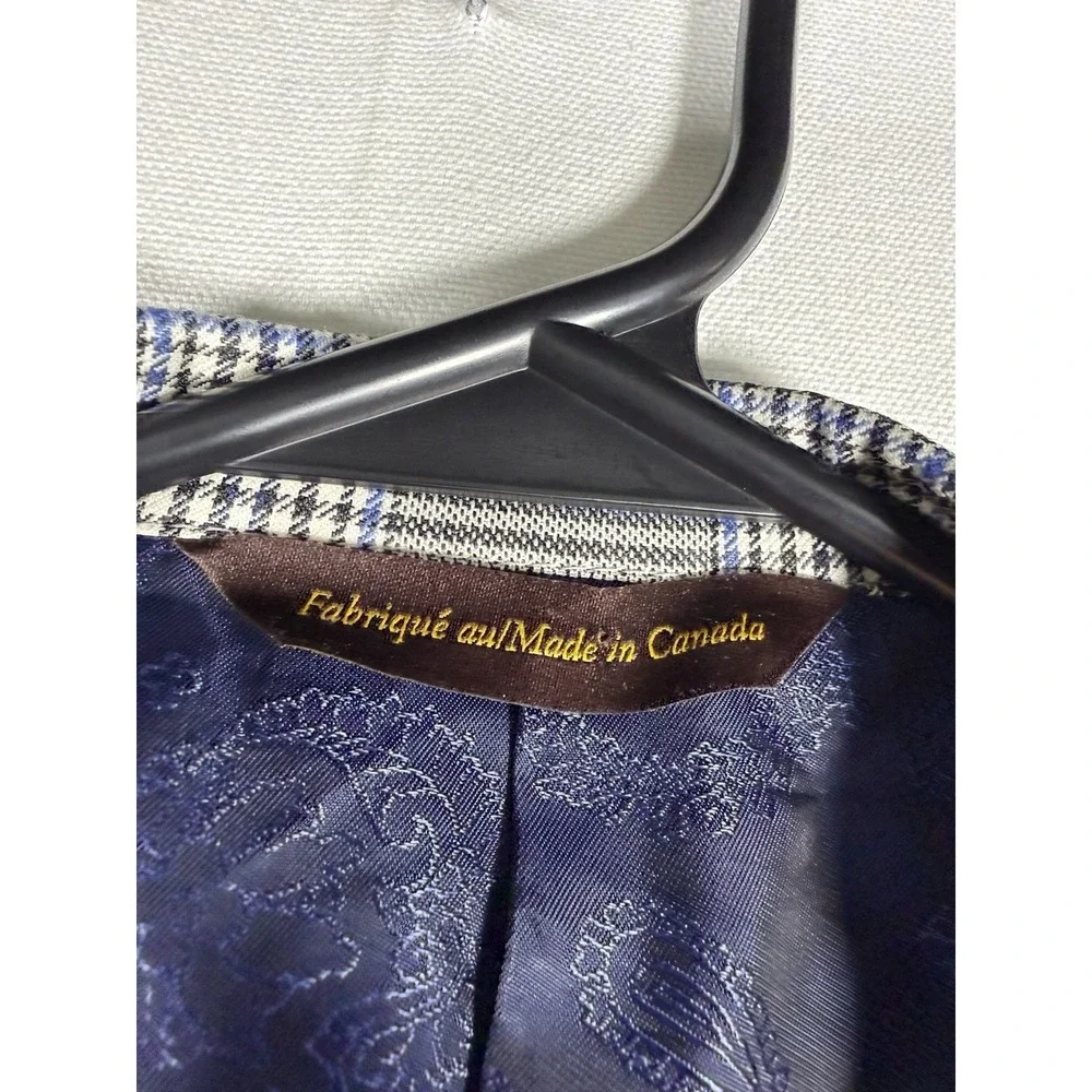 EUC Robert Talbott Loro Piana Wool Blazer Men's 40R Gray Blue Plaid Sport Coat