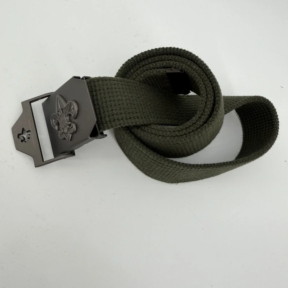 Boy Scouts of America  Green Canvas Webbing Belt Adjustable Metal Buckle 38