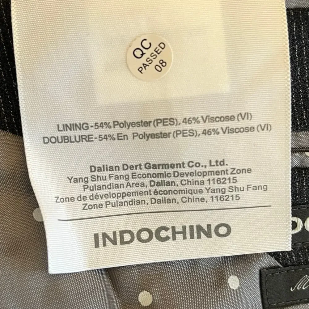 Indochino Mens Blazer‎ Bespoke 43L Wool Stretch Charcoal Pinstripe Surgeon Cuffs