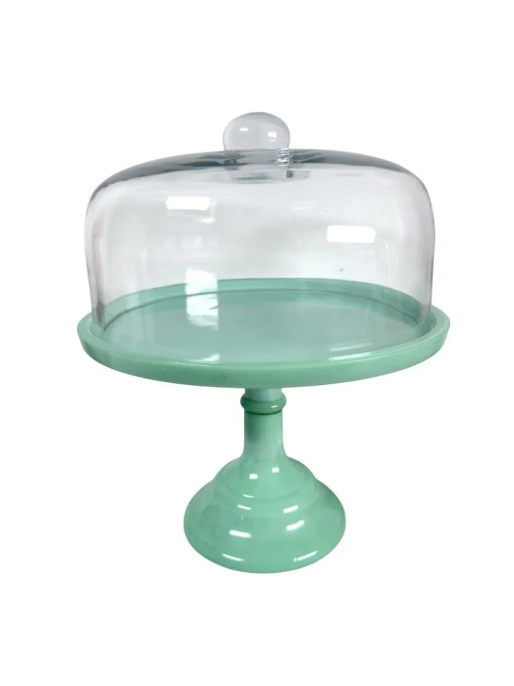 The Pioneer Woman Jadeite Green Pedestal Cake Plate Stand 10” W/ Glass Lid NEW