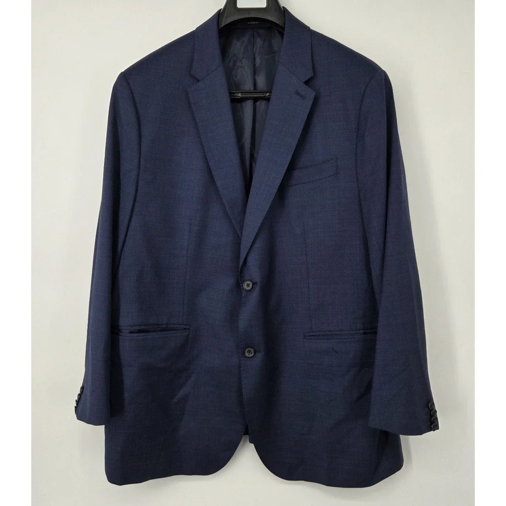 Banana Republic Reda Flexo Blazer Sport Coat Men 46R Tailored Slim Blue Nailhead