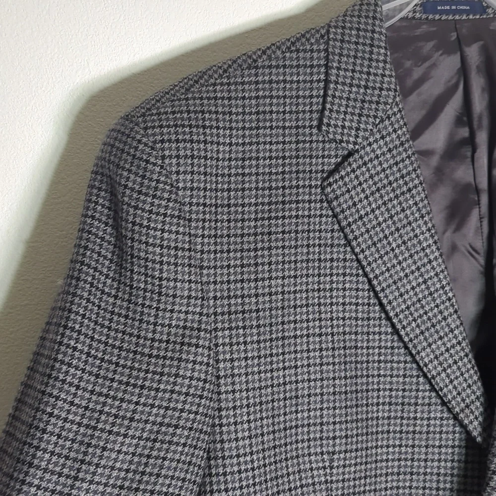 Ralph Lauren Mens Blazer Suit Jacket Wool Cashmere Houndstooth Quiet Luxury 48L‎