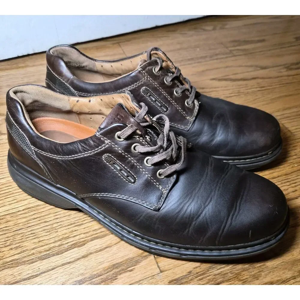 Clarks Unstructured Brown Leather Casual Shoes‎ Comfort Mens 9.5M