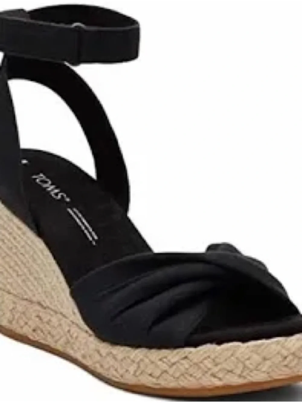 TOMS Black Espadrille Wedge Sandals with Ankle Strap