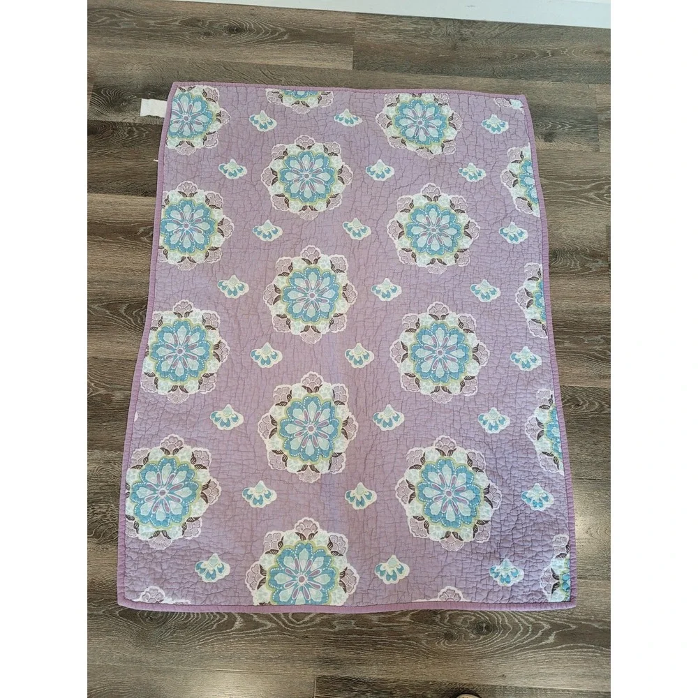 Pottery Barn Kids Baby Crib Quilt Purple Brooklyn Mandala‎ Toddler Blanket #k2