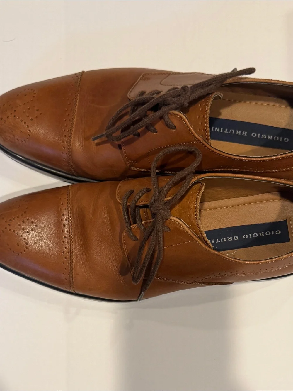 Giorgio Brutini Men’s Brown Leather Cap Toe Oxford Dress Shoes Size 8