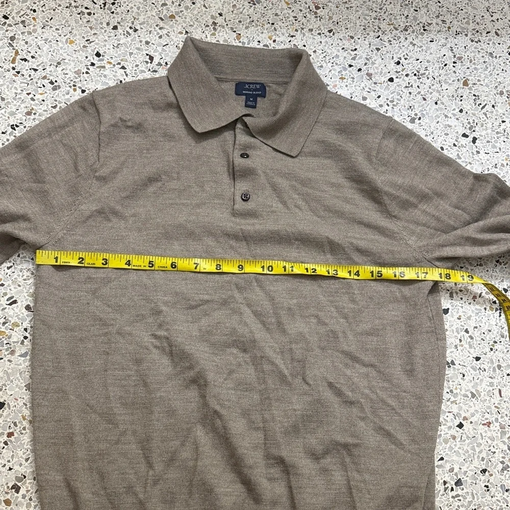 J Crew taupe merino wool blend collared long sleeve polo medium m