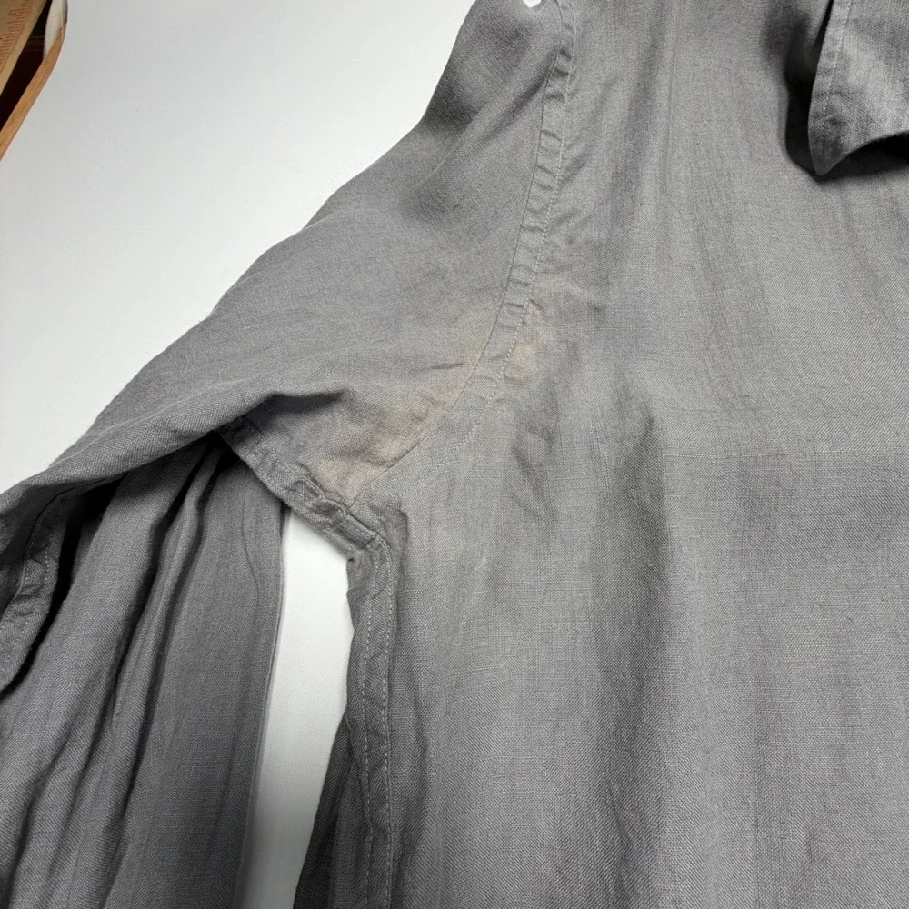J.Crew Irish Linen Shirt XL Lot Pink Stripe Gray White Baird McNutt