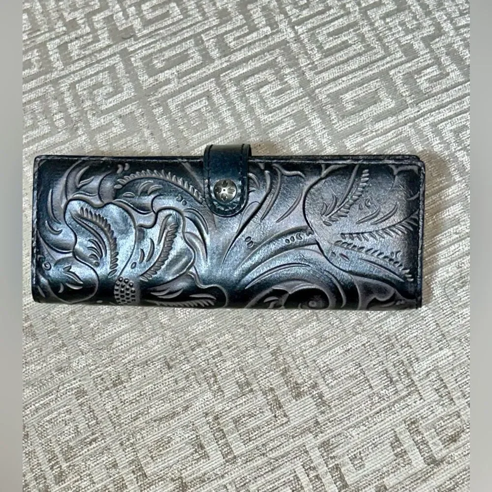 Patricia Nash Marotta Card Holder Wallet Style Hand tooled Black