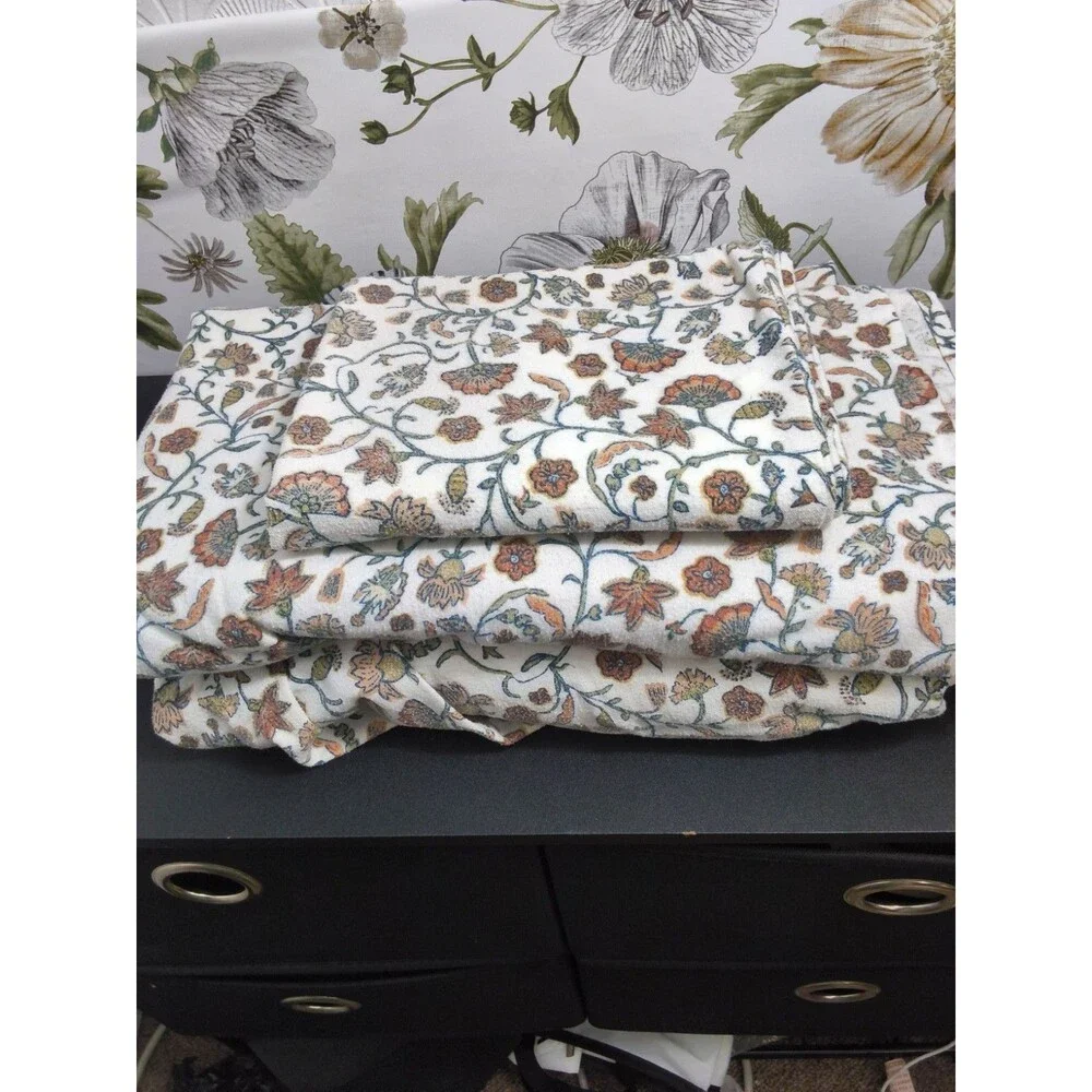 THRESHOLD  AUTUMN FALL  FLANNEL COMPLETE TWIN SIZE SHEET SET