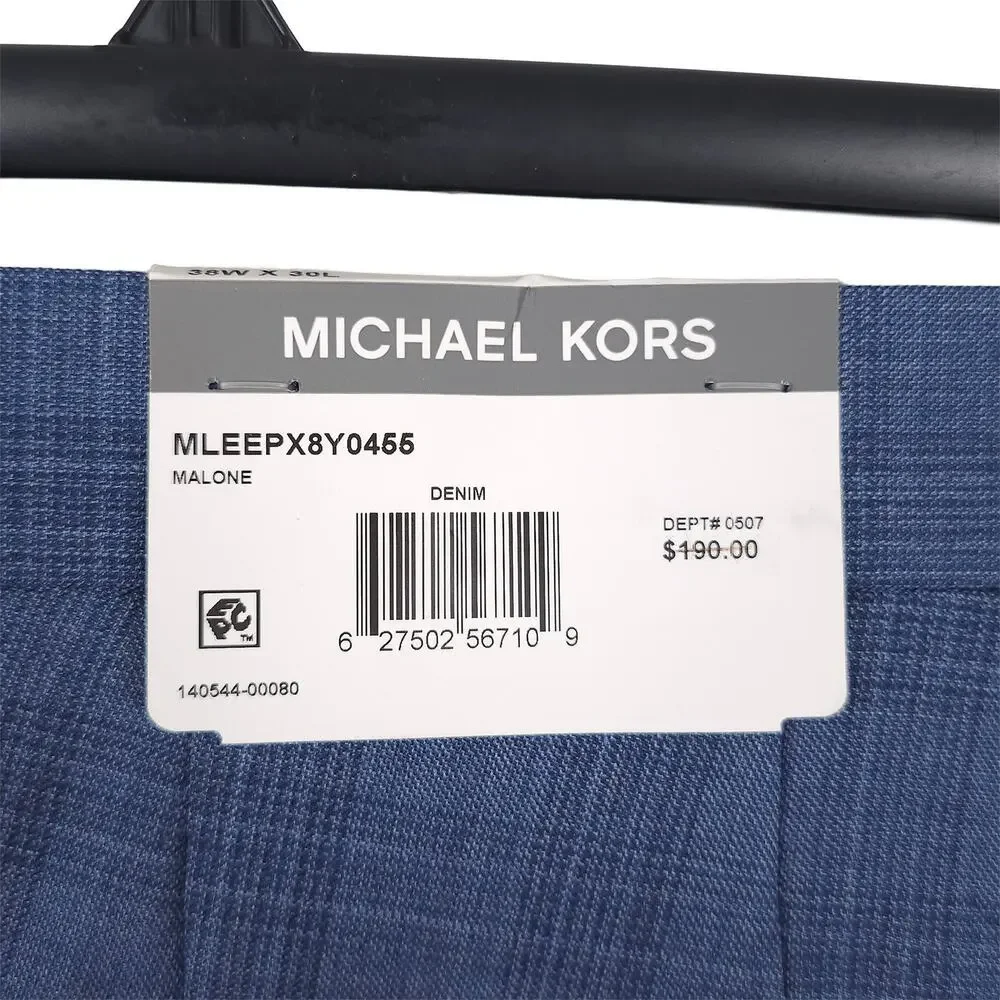 Michael Kors Mens Classic Fit 2 Piece Suit 42R 38x30 Blue Plaid Stretch Wool NWT