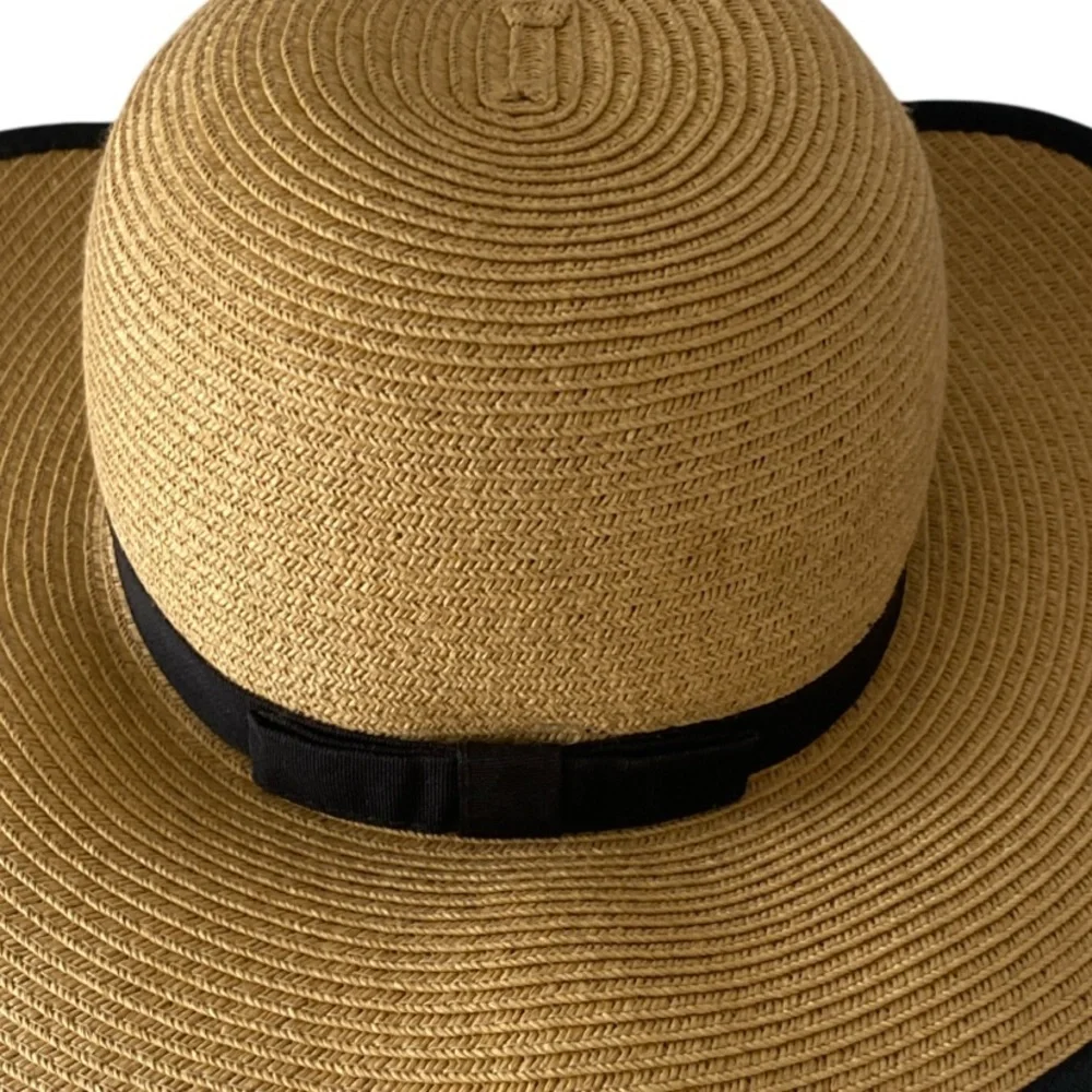 Karen Keith Sunhat- M tan black detail , paper poly blend