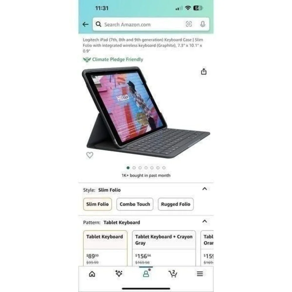 Logitech Slim Folio Keyboard Case for iPad® (7th, 8th & 9th Generation)‎